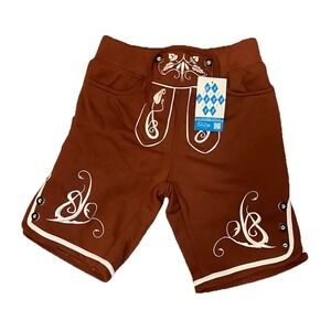 Schoneberger Adam Lederhosen Shorts Sweatpants Knit Brown Size S NWT Octoberfest